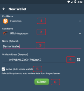 Flockpool add new wallet